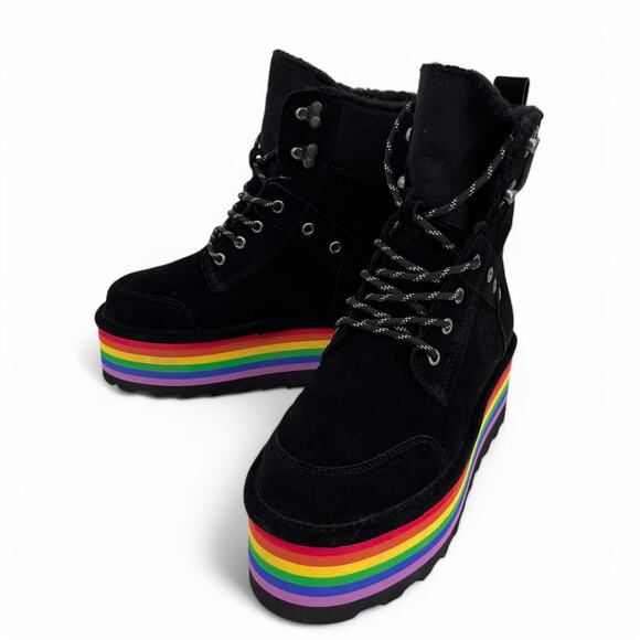Bearpaw Retro Alicia Boots Black with Rainbow Platform Women's 8 M - Picture 4 of 15
